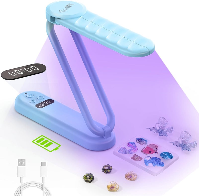 PPESULK Store Cordless UV Light for Resin Curing, Rechargeable Fast UV Light with 34 Beads and LCD Timer Display, Foldable Resin Curing Machine for Resin Molds, DIY Crafts, Jewelry Making(Blue) - Image 1